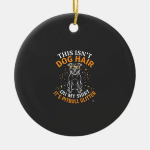 Hond Haar Pitbull Glitter Draagt Zonnebril Sterren Keramisch Ornament