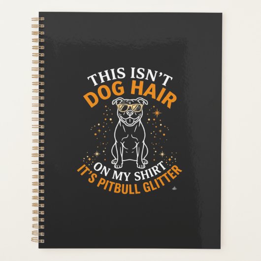 Hond Haar Pitbull Glitter Draagt Zonnebril Sterren Planner (Voorkant)