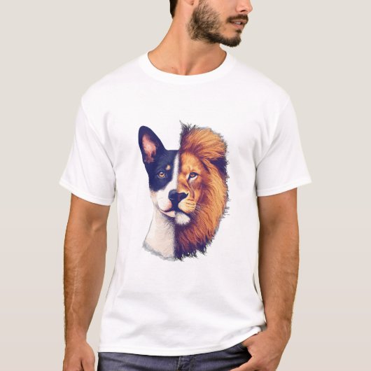 hond half Leeuw dierlijke kunst T-shirt (Voorkant)