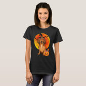 Hond Halloween Bruine Teckel Jack O Lantern Pomp T-shirt (Voorkant volledig)