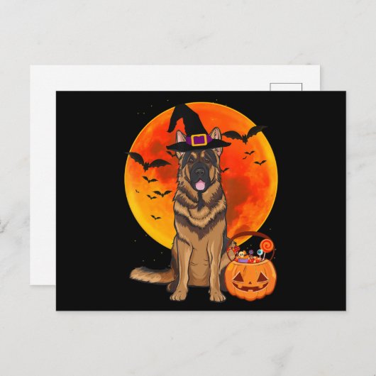 Hond Halloween Duitse Herder Jack Lantern Pompoen Uitnodiging Briefkaart (Voorkant / Achterkant)