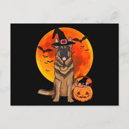 Hond Halloween Duitse Herder Jack Lantern Pompoen Uitnodiging Briefkaart (Voorkant)
