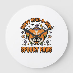 Hond Halloween Griezelige Pootjes Grote Klok