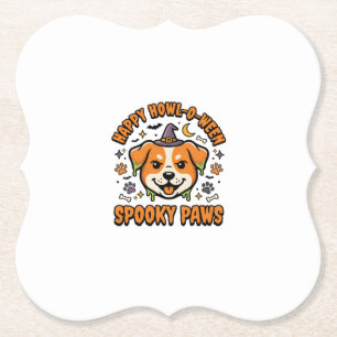 Hond Halloween Griezelige Pootjes Kartonnen Onderzetters