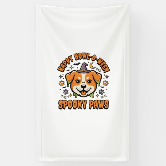 Hond Halloween Griezelige Pootjes Spandoek (Verticaal)