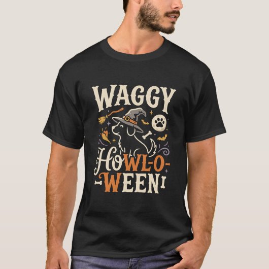 Hond Halloween Heks Nacht T-shirt (Voorkant)