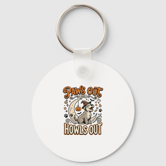 Hond Halloween Huil Feest Sleutelhanger (Voorkant)