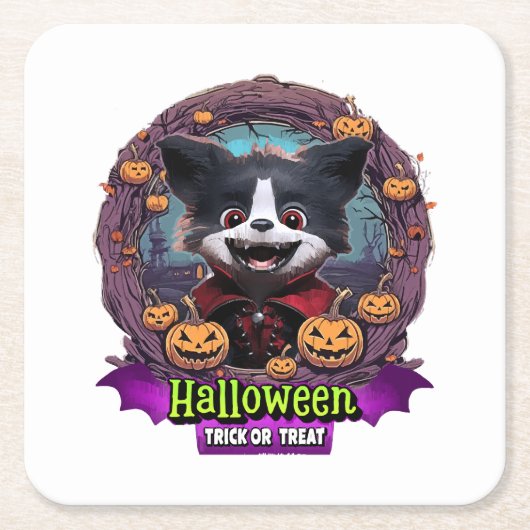 Hond Halloween Kostuum Kartonnen Onderzetters (Voorkant)