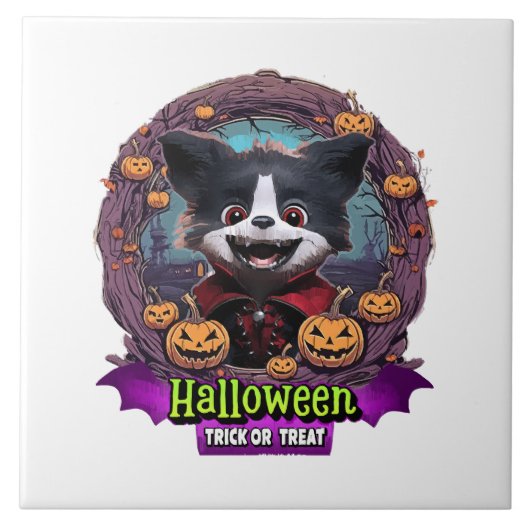 Hond Halloween Kostuum Tegeltje (Voorkant)