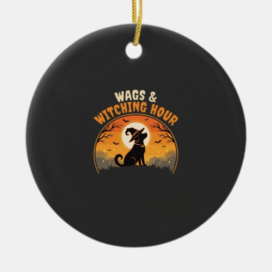 Hond Halloween Maneschijn Keramisch Ornament (Voorkant)