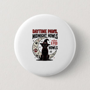 Hond Halloween Middernacht Huilt Ronde Button 5,7 Cm