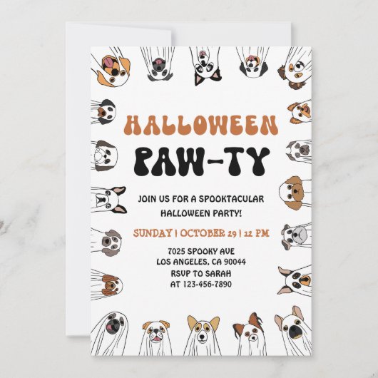 Hond Halloween Party Nodig Hond Kostuum Parade Kaart (Voorkant)