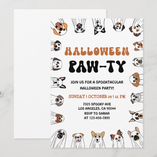 Hond Halloween Party Nodig Hond Kostuum Parade Kaart (Voorkant / Achterkant)