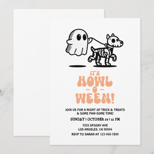 Hond Halloween Party Nodig Hond Kostuum Party Kaart (Voorkant / Achterkant)