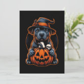 Hond Halloween - Pitbull Witch Kaart (Staand voorkant)