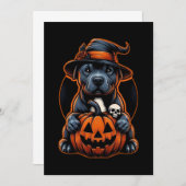 Hond Halloween - Pitbull Witch Kaart (Voorkant / Achterkant)
