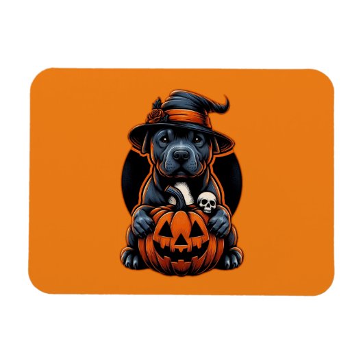 Hond Halloween - Pitbull Witch Magneet (Horizontaal)