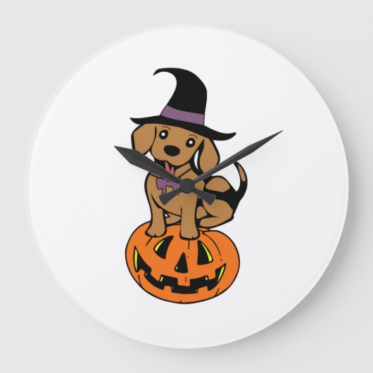 hond halloween pompoen gezicht grote klok (Voorkant)