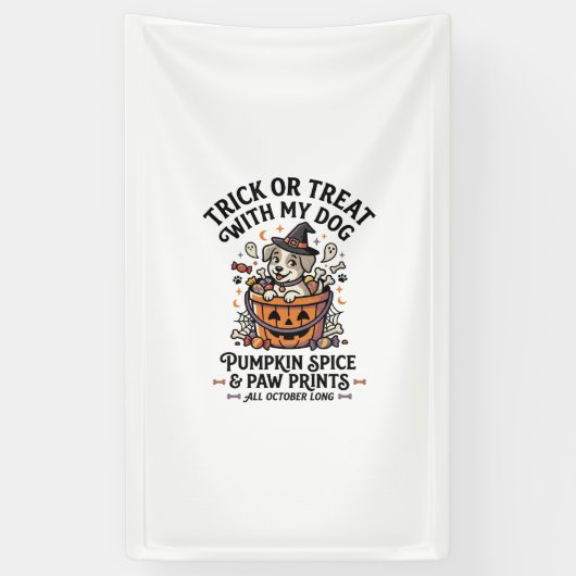 Hond Halloween Snoep Nacht Spandoek (Verticaal)