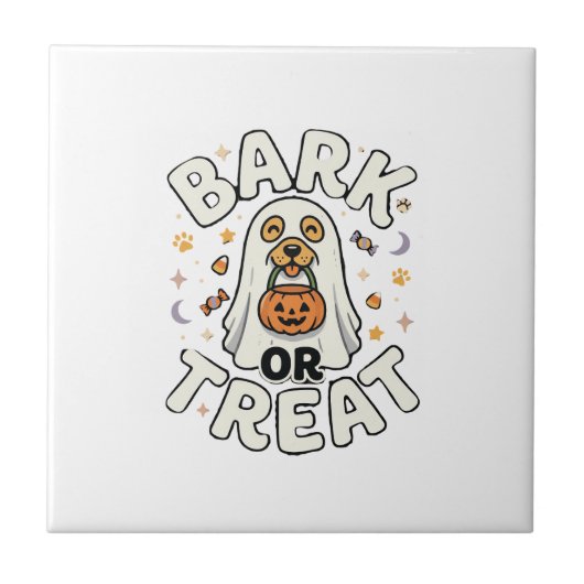 Hond Halloween Treat Squad Tegeltje (Voorkant)