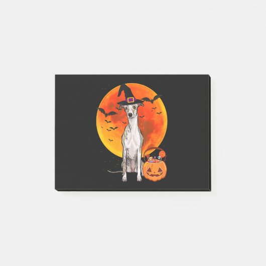 Hond Halloween Whippet Jack O Lantaarn Pompoen T-S Post-it® Notes (Voorkant)