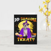 Hond Halloween zei iemand trakteren Kaart (Gele Bloem)