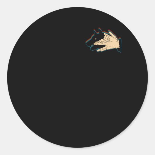 Hond Hand Shadow Op Pocket Making Shadow Poppen St Ronde Sticker (Voorkant)