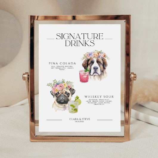 Hond handtekening drink Pet menu bruiloft teken Reclamebord Met Voetstuk