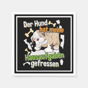 Hond heeft mijn huiswerk opgegeten - Duits citaat  Servet