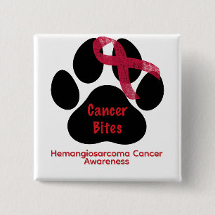 Hond Hemangiosarcoom Bewustzijn Dow Paw Knop Vierkante Button 5,1 Cm