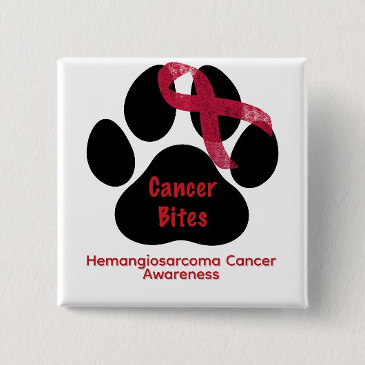 Hond Hemangiosarcoom Bewustzijn Dow Paw Knop Vierkante Button 5,1 Cm (Voorkant)