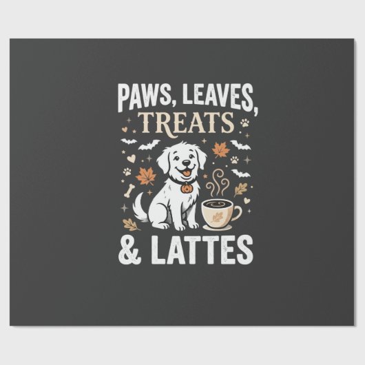 Hond Herfst Latte Halloween Cadeaupapier (Vlak)