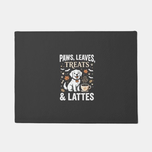 Hond Herfst Latte Halloween Deurmat (Voorkant)