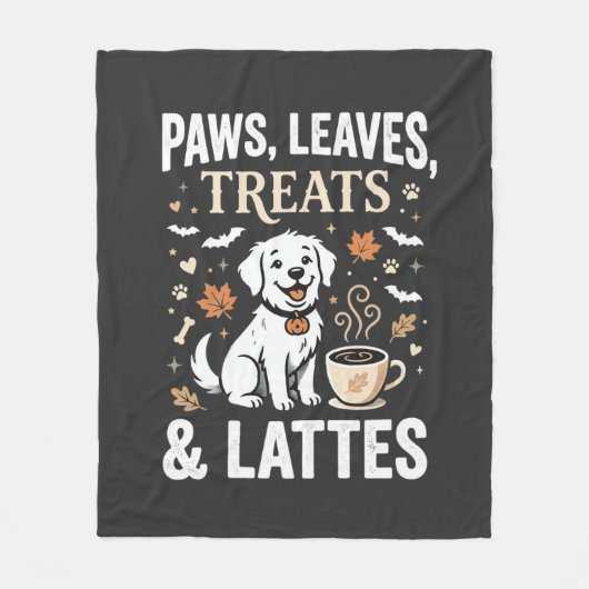Hond Herfst Latte Halloween Fleece Deken (Voorkant)