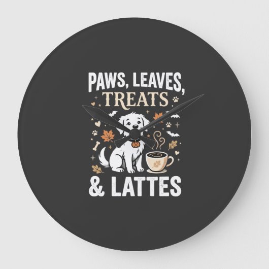 Hond Herfst Latte Halloween Grote Klok (Voorkant)
