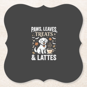 Hond Herfst Latte Halloween Kartonnen Onderzetters