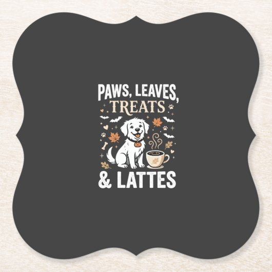 Hond Herfst Latte Halloween Kartonnen Onderzetters (Voorkant)