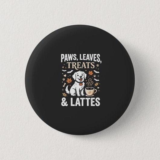 Hond Herfst Latte Halloween Ronde Button 5,7 Cm (Voorkant)