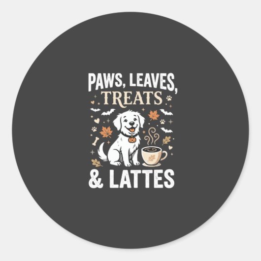 Hond Herfst Latte Halloween Ronde Sticker (Voorkant)