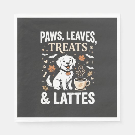 Hond Herfst Latte Halloween Servet (Voorkant)