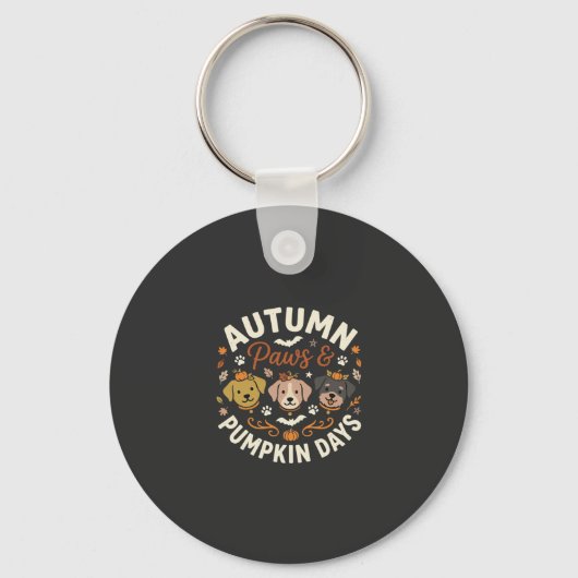 Hond Herfst Pompoen Pootjes Sleutelhanger (Voorkant)