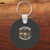 Hond Herfst Pompoen Pootjes Sleutelhanger (Voorkant)