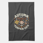Hond Herfst Pompoen Pootjes Theedoek (Verticaal)