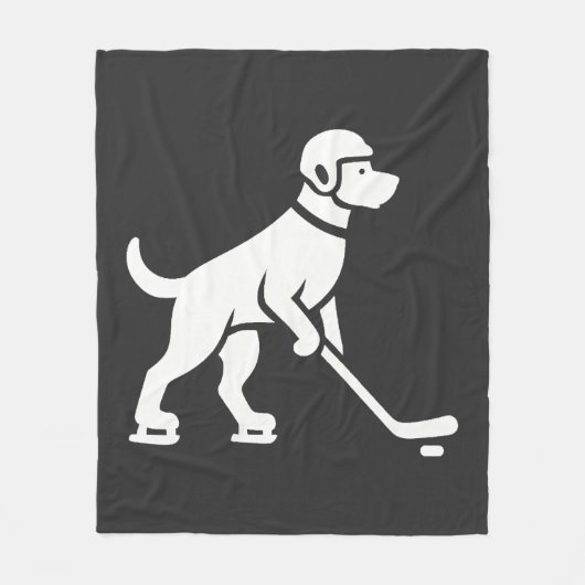 Hond Hockey Speler Silhouet Fleece Deken (Voorkant)