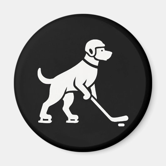 Hond Hockeyspeler Silhouet Magneet (Voorkant)