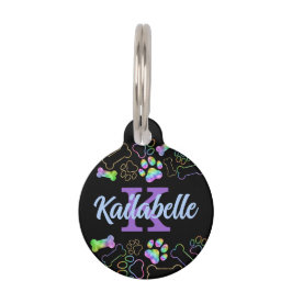 Hond Holografische Ombre Rainbow Monogram Pet ID T Huisdierpenning