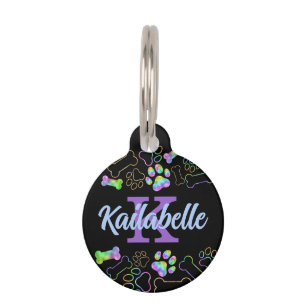Hond Holografische Ombre Rainbow Monogram Pet ID T Huisdierpenning