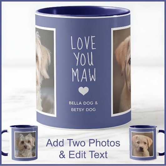 Hond Honden Maw Maw 2 Foto's & Tekst Blauw C49 & W Mok