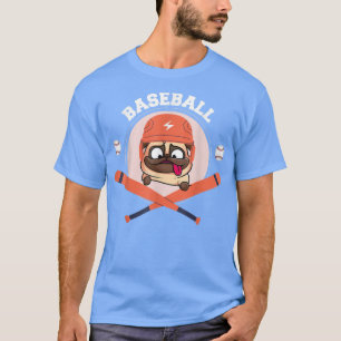 Hond honkbalt Junior Mops gebombeerde gekorkte knu T-shirt