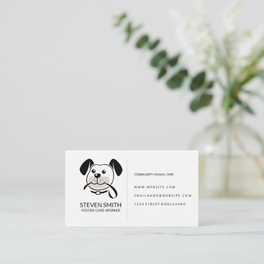 Hond houdt de lijn | Dierenverzorging Visitekaartje (Staand voorkant)